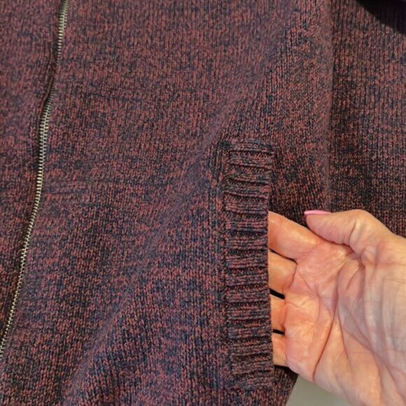 Old Navy Burgandy and Blue Zip Up Front Pocket Sweater Jacket Size M - Picture 10 of 10